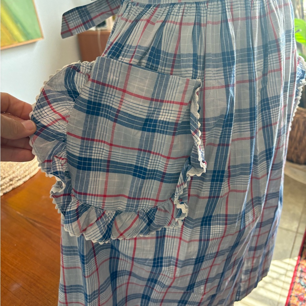 Vintage 50’s Plaid Ruffle Apron Dress - Picture 4 of 12